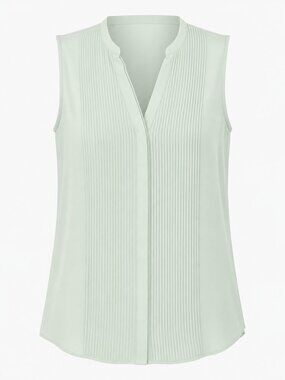 H&M Mint Green Office Dressy Pleated Front Sleeveless Top Blouse size 14